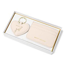 Load image into Gallery viewer, HEART KEYRING &amp; CARDHOLDER SET &#39;Heart of gold&#39; Eggshell
