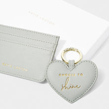 Load image into Gallery viewer, HEART KEYRING &amp; CARDHOLDER SET &#39;Choose to shine&#39; Cool Grey
