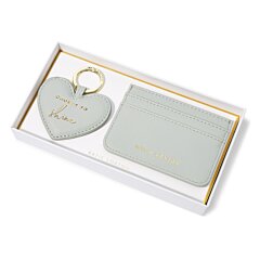 HEART KEYRING & CARDHOLDER SET 'Choose to shine' Cool Grey