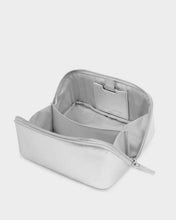 Load image into Gallery viewer, FOLD-OUT MIRROR MAKE UP BAG Silver Patent Crackle 8.5cm x 16cm x 8.5cm
