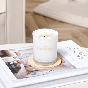 SENTIMENT CANDLE 'Happy Birthday' White