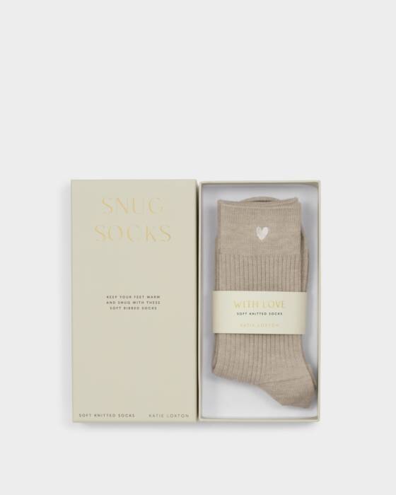 GIFT BOXED SOCKS  HEART  Taupe  One Size