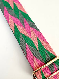 Green/Pink/Coral Diamond Bag Strap - 328