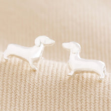 Load image into Gallery viewer, Sausage Dog Stud Earrings in Silver
