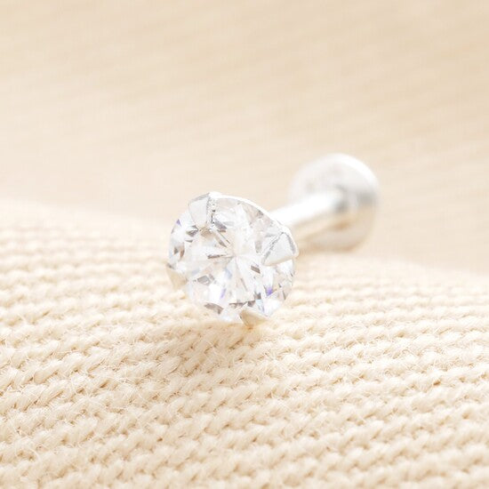 Sterling Silver Diamante Crystal Piercing Earring