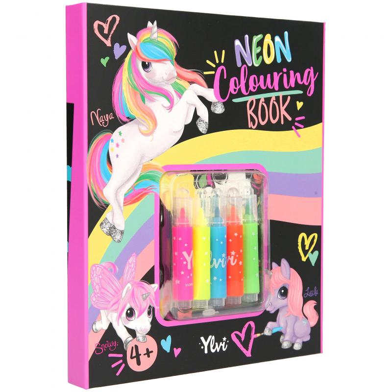 Ylvi Neon Colouring Book Set - Zebra Blush