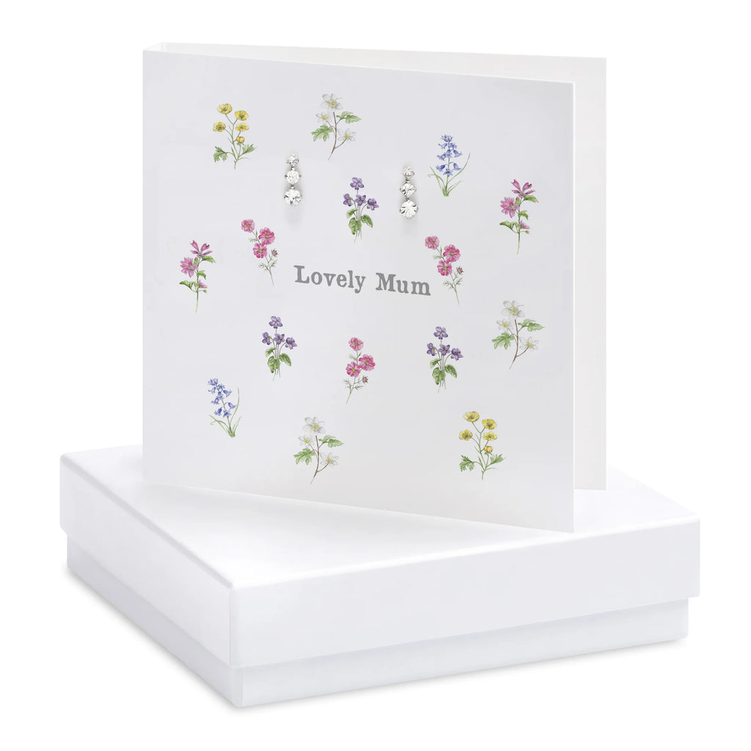Boxed Ditsy Flowers Mum Earring Card