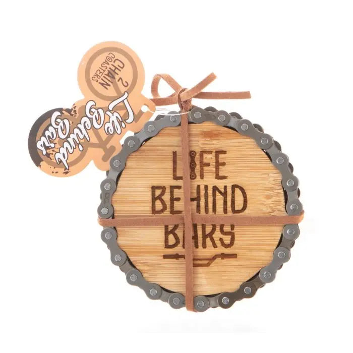 Bike Chain Coasters x2 - Bars And Getaway - Zebra Blush