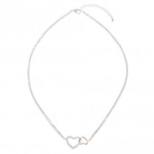 Load image into Gallery viewer, Deni double Heart Rhodium Plated Cubic zirconia Necklace - Zebra Blush
