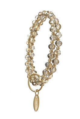 Facetted Glass Shimmer Beads - Bracelet -Smoke'n'Gold - Zebra Blush