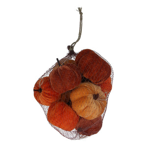 Velvet Decoration - Autumn Mini Pumpkin Mix, Bag of 9