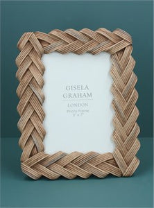 Oversized Rattan Resin Picture Frame 5x7 - Zebra Blush