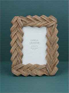 Oversized Rattan Resin Picture Frame 4x6 - Zebra Blush