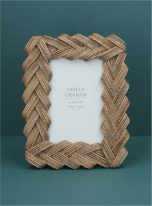 Oversized Rattan Resin Picture Frame 4x6 - Zebra Blush
