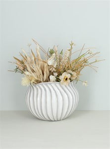 Ceramic Pot Cover 15.5cm - White & Grey Wave Bowl - Zebra Blush