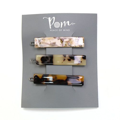 3 PACK CLASSIC TORTOISE/SHELL EFFECT HAIR CLIPS - Zebra Blush