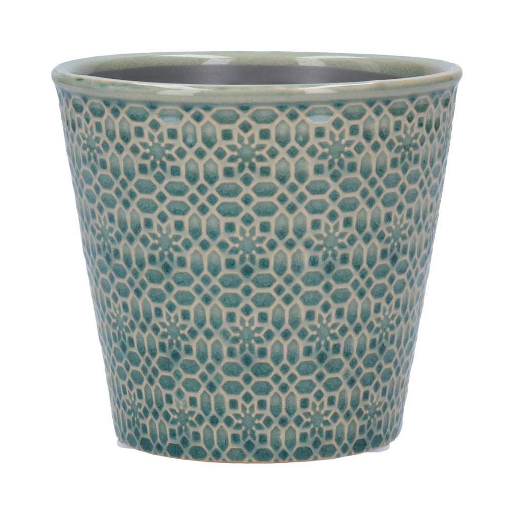 Blue Mosaic Ceramic Pot Cover - Zebra Blush
