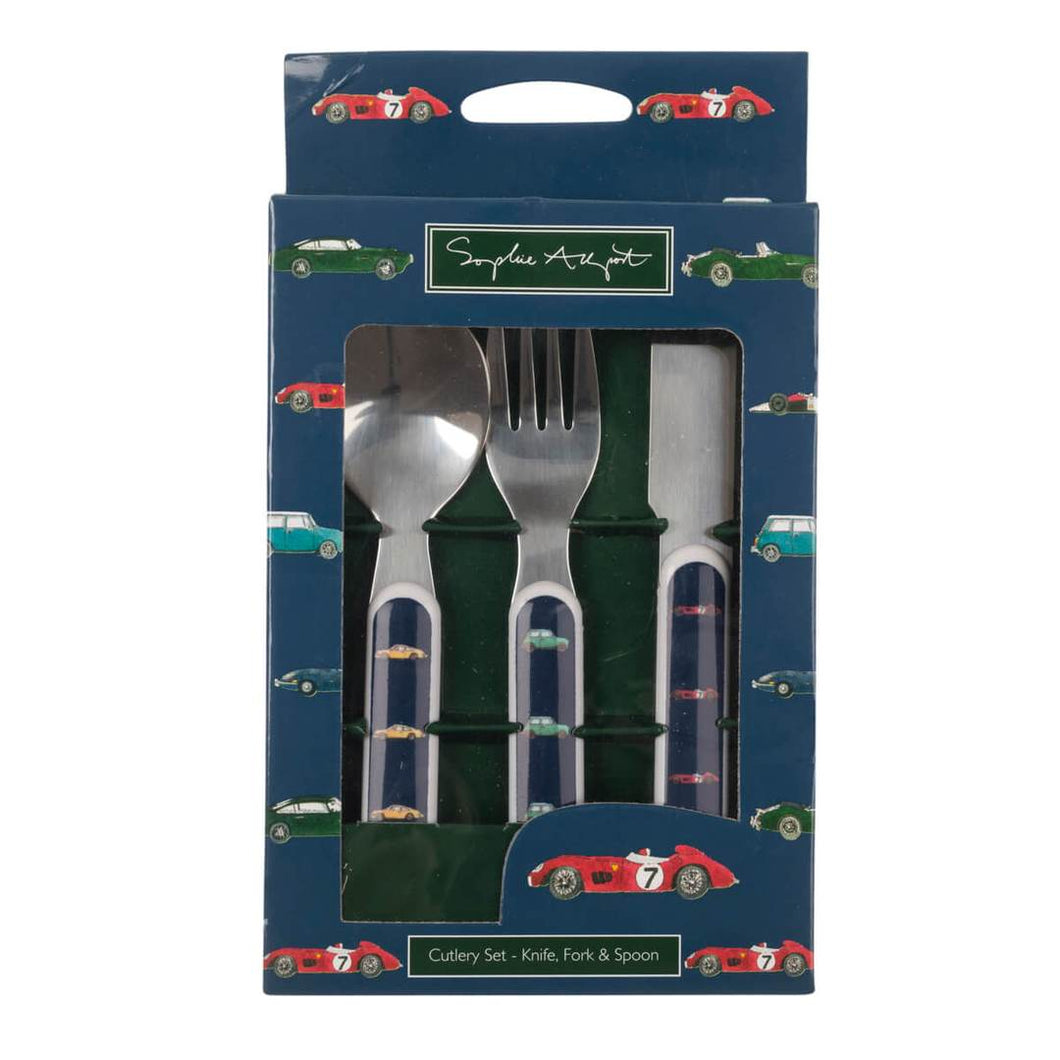 Cutlery Set - Melamine - Childrens - Car - Zebra Blush