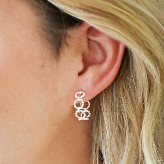 Chain Style Hoop Earrings in Silver