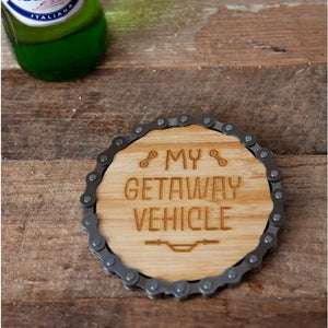 Bike Chain Coasters x2 - Bars And Getaway - Zebra Blush