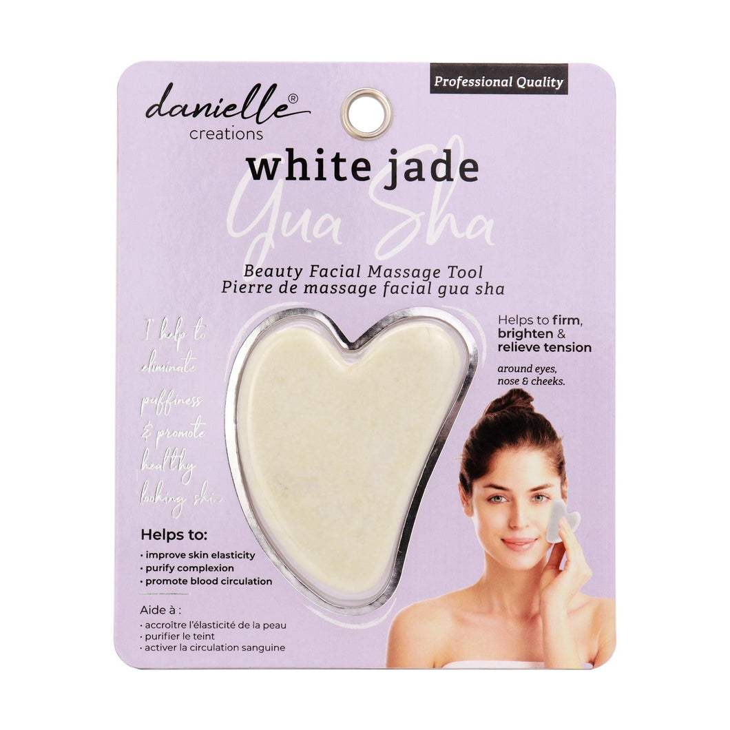 Gua Sha Facial Massage Tool - White Jade - Zebra Blush