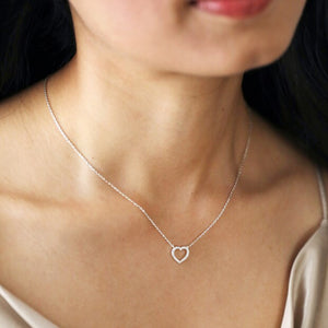 Crystal outline heart necklace heart size
