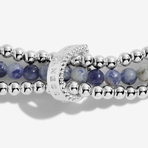 WELLNESS STONES | Silver | Blue Lace Agate Bracelet - Zebra Blush
