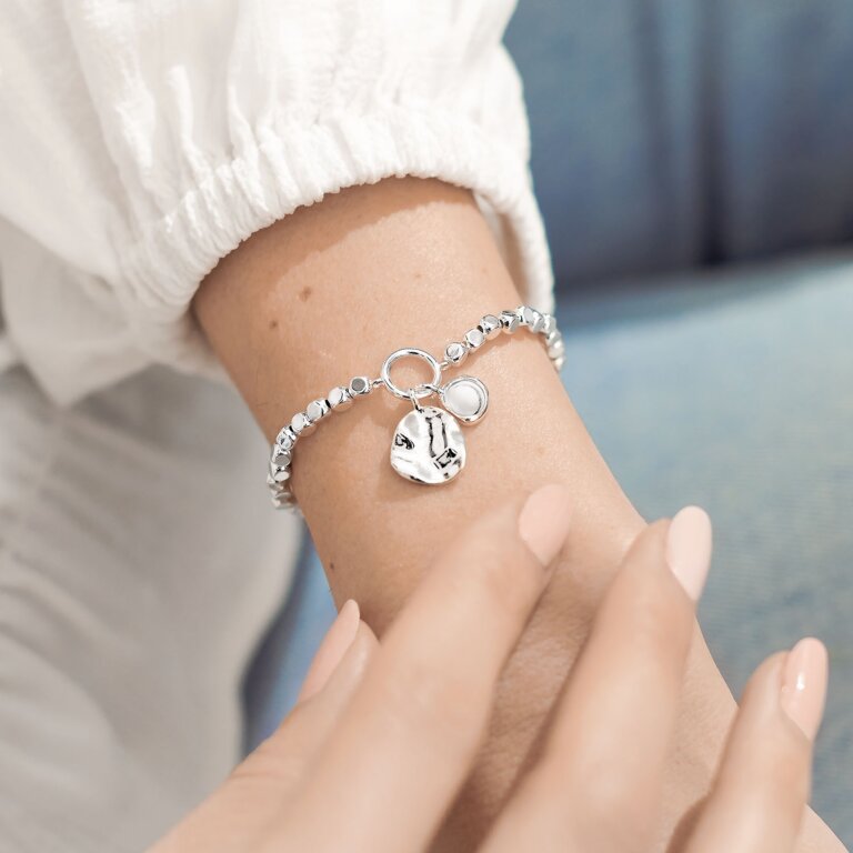 SPIRIT STONES | HOWLITE | Silver | Bracelet | 17.5cm stretch - Zebra Blush