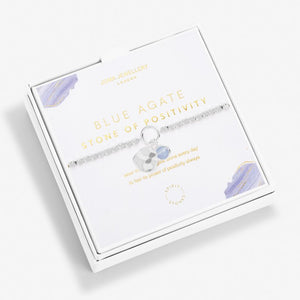 SPIRIT STONES | BLUE AGATE | Silver | Bracelet | 17.5cm stretch - Zebra Blush