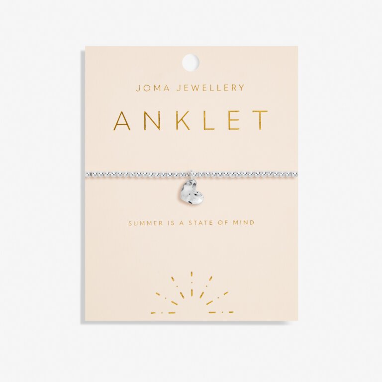 Anklet Silver Hammered Heart