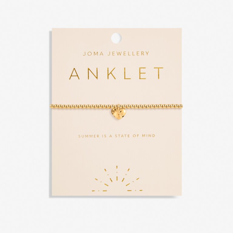 Anklet Gold Hammered Heart