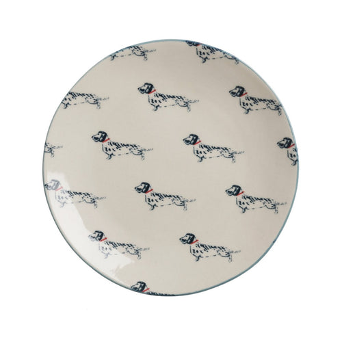 Stoneware Side Plate- Dachsund - Zebra Blush