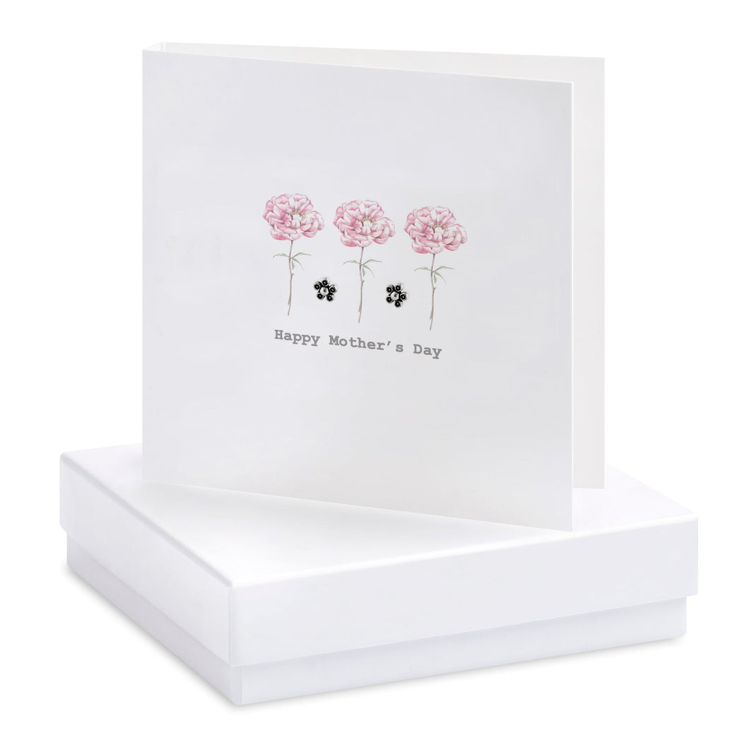 Boxed Peonies Mother's Day Earring Card - Zebra Blush