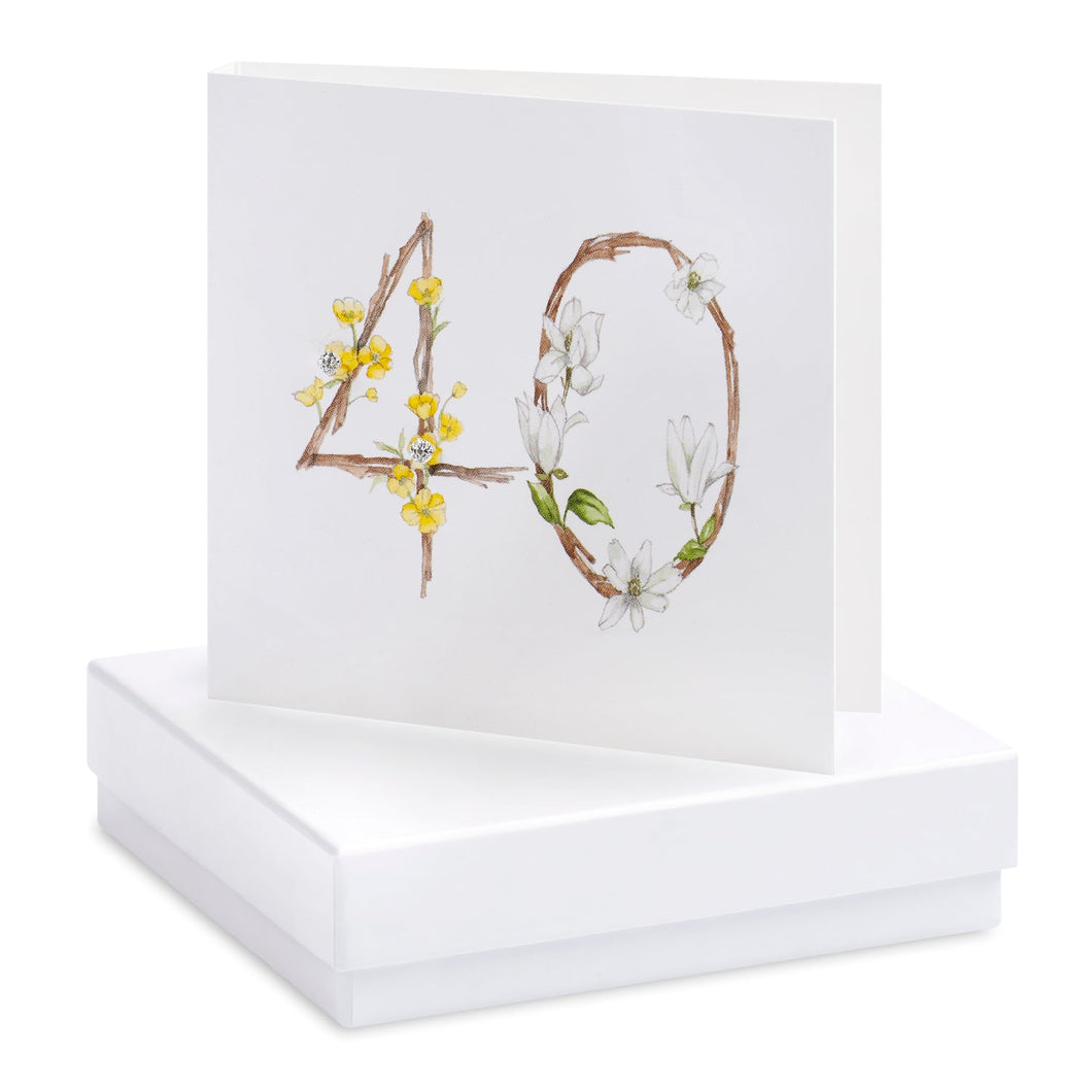 Boxed Floral 40th Earring Card
