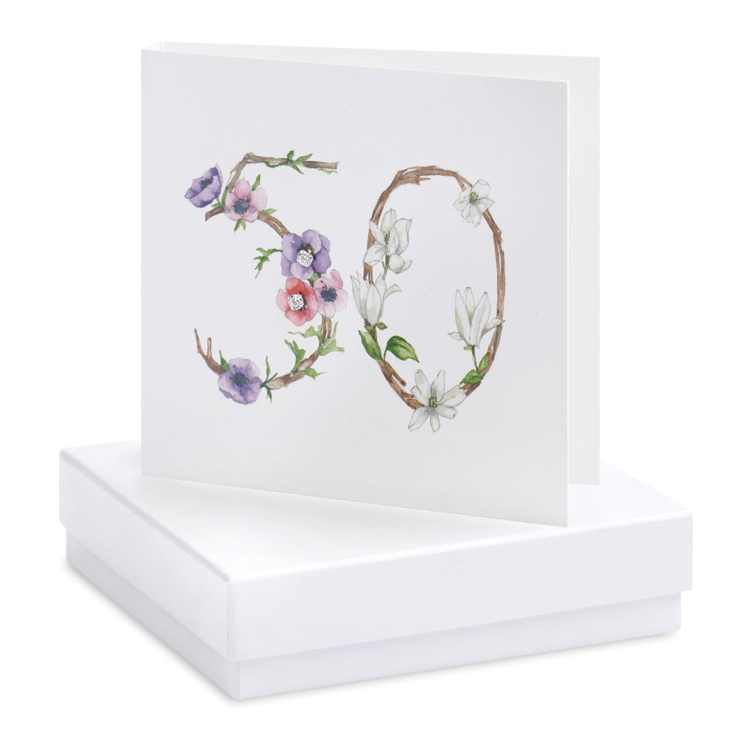 Boxed Floral 50th Earring Card