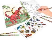Load image into Gallery viewer, Depesche Dino World Colouring Book with 8 Coloured Pencils - Zebra Blush
