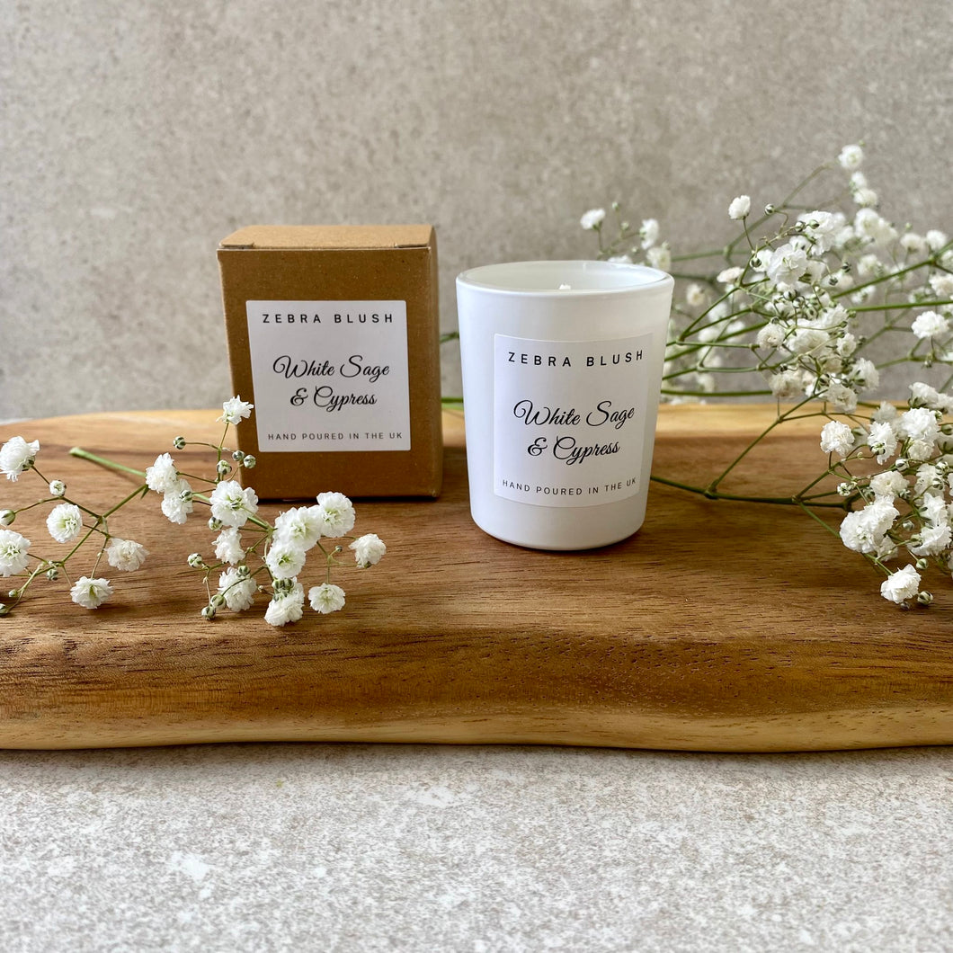 Zebra Blush White Sage & Cypress Votive