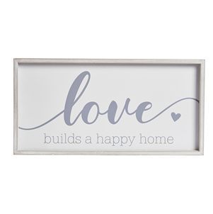 Framed 'Love builds a happy home' sign - Zebra Blush