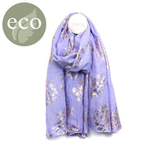Load image into Gallery viewer, WASHED FINISH LILAC SCARF WITH COW PARSLEY FOIL PRINT
