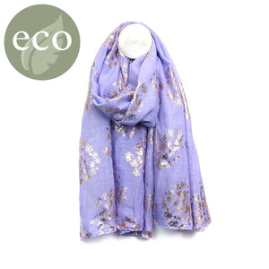 WASHED FINISH LILAC SCARF WITH COW PARSLEY FOIL PRINT