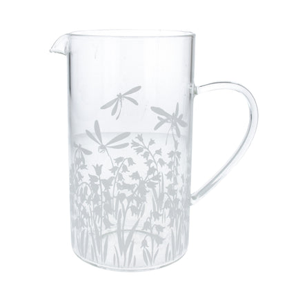 Bluebells Sand Blasted Clear Glass Jug - Zebra Blush