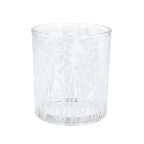 Bluebells Sand Blasted Clear Glass Tumbler - Zebra Blush