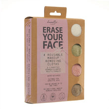 Load image into Gallery viewer, ERASE YOUR FACE 4 PK FACE CLOTHS - SOFT COLOURS

