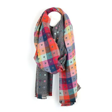 LIGHT GREY TINY HEART JACQUARD SCARF