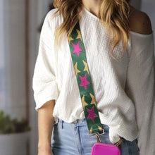 Load image into Gallery viewer, GREEN CAMEL FUSCHIA MIX STAR INTERCHANGEABLE BAG STRAP
