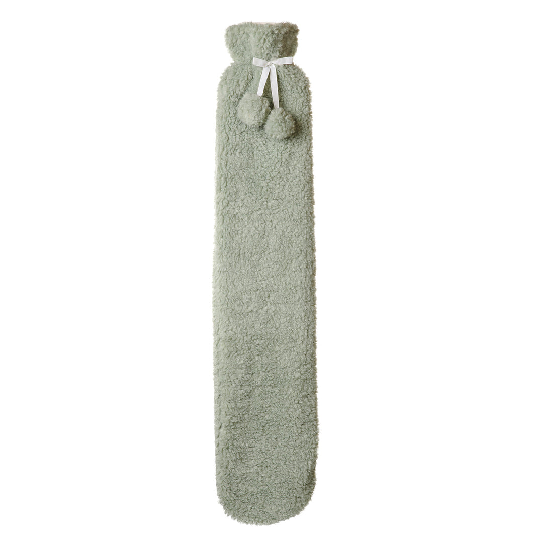 Faux Fur Long Hot Water Bottle- Mint Teddy