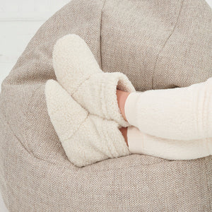 Cream - Boucle Slipper Boots
