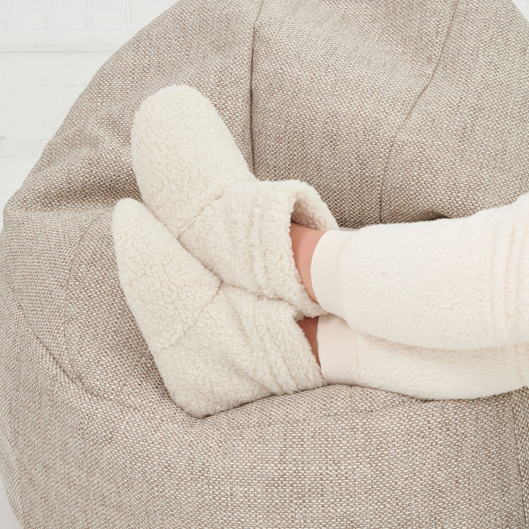 Cream - Boucle Slipper Boots