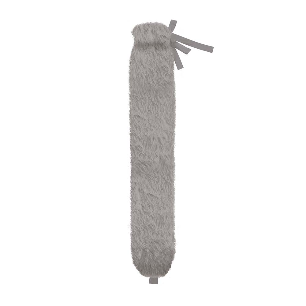 Faux Fur Long Hot Water Bottle-Grey - Zebra Blush