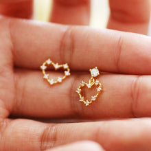 Load image into Gallery viewer, Mismatched Heart Crystal Earrings
